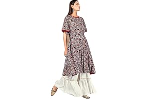 ELINA FASHION Indische Kurti für Damen mit Palazzo | Rayon bedruckte Kurta Kurtis Tunika für Damen