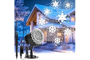 GuKKK Projektor na Boże Narodzenie, do użytku na zewnątrz, dynamiczny projektor płatków śniegu z timerem, wodoszczelne oświetlenie bożonarodzeniowe na zewnątrz, do ogrodu, na okno, ścianę, podwórko