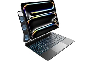 nimin Tastaturhülle für iPad Pro 13 Zoll M5 2025 / M4 2024, Multi-Touch-Trackpad, Magnetische Befestigung, 7-farbige Hintergrundbeleuchtung, Auto-Sleep/Wake,QWERTZ, Schwarz