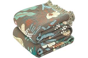 SAYT RLAE 100% Baumwolle Boho Decke Tagesdecke 150x200cm Doppelseitig Kuscheldecke Bettüberwurf mit Fransen,Sofa Bed Blanket Cover Sheet,Wohnzimmerdecke Couchdecke Sesseldecke Wendedecke