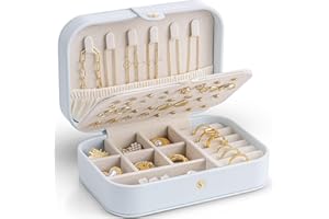 Vlando Joyero de viaje, joyero para mujer, almacenamiento de joyas con estilo, organizador de joyas pequeño para pendientes, estuche de viaje, idea de regalo para mujeres y niñas