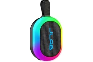 JLab Pop Party Ultrakompakter, tragbarer Bluetooth-Lautsprecher mit 8+ Std. Akku, 5W kabelloser, Kleiner Outdoor-Reiselautsprecher mit RGB-Licht, sattem Sound & IP55-wasserresistent, Schwarz