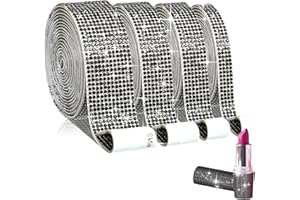 EANLOLY 4 Rollen selbstklebendes Strassband Kristall Diamant Dekoration Aufkleber Bling Kunst Handwerk für DIY Event Hochzeit Party Auto Telefon (schwarz)