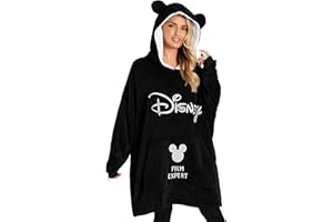 Disney Sweat à Capuche Femme Pull Plaid Oversize en Polaire, Idée Cadeau Femme Minnie Mickey