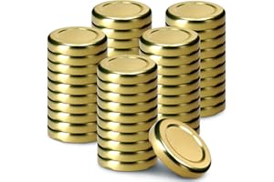 KADAX Coperchio a vite per bicchieri, coperchio Twist-Off in metallo fi 33 mm, coperchio di ricambio per barattoli di conserve, coperchi per barattoli di vetro, bottiglie e barattoli (50 pezzi, oro)