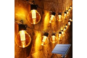 BrizLabs giringuette Solar Girland, 22,6M 50 LED G40 Żarówki girlanda na zewnątrz ciepła biel wodoodporna IP65 Lumiere dekoracja ogrodowa taras patio na przyjęcie kawowe ślub