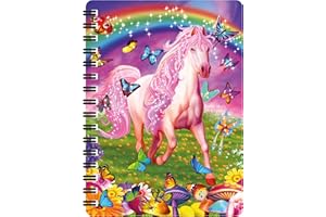 3D LiveLife Quaderno - Sfavillanti Pony Rosa di Deluxebase. Quadernino A6 Spiralato Lenticolare in 3D con Cavalli, con fogli bianchi in carta riciclata. Opera d'arte del celebre Michael Searle