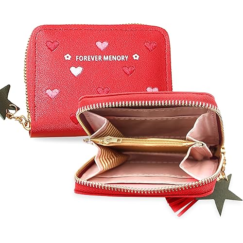 Kraptick Wallet for Women - Stylish and Compact Card Holder and Money Wallet, Money Organiser (Red)