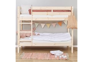Hoppekids Letto a castello per Bambini ECO Comfort Naturale | 70x160 + Dogde del letto | Etichetta ecologica nordica | Pino massiccio dall'UE