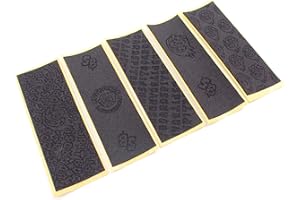 SPITBOARDS Fingerboard Grip Tape 5 Lasered Designs 110 x 38 mm (1 mm Thick) 5 Black Pieces for Finger Skate Grip Tape Cellular Rubber Foam Rubber