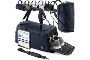 BEMAXX Sac de Sport Homme/Femme + Fonction à Dos, Compartiment Chaussures, Trousse Toilette | 40/60L Cabas de Fitness Voyage Bain Bagage Gym Football Basket-Ball Tennis Yoga Gym Boxe Entraînement Bag