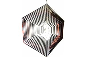 SK STYLE Hanging Stainless Steel Garden Wind Spinner Sun Catcher Crystal - Large Hexagon