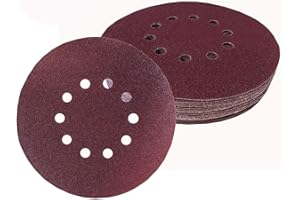 GOODWAY Lot de 30 disques abrasifs Ø 225 mm, grain 6 x 60/80/120/180/240 pour ponceuse multifonction, 10 trous, papier abrasif pour ponceuse à sec ponceuse girafe
