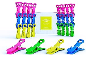 THE BARKWORTH & HATHAWAY COLLECTION Clothes Pegs for Washing Line Premium Strong Grip Laundry Washing Pegs w/Built in Hooks, Maximise Space on Laundry Retractable Washing Line | Washing Airier & Rotary Dryers (Collection of 48)