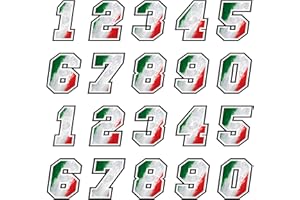 GamesMonkey Kit Adesivi Numeri Gara 20PZ Gara Cross Pista Auto Moto Stickers (6 cm, Bandiera Italiana)
