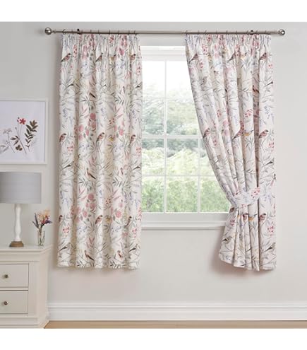 Tende Plissettate Dreams & Drapes Indira - 100% Cotone, 168x137 Cm, Stampa Floreale, Corallo/Naturale - Foto 7