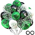 OuMuaMua 75 Pack Graduation Party Decorations Balloons Set - 12 Inch Black Green White Confetti Graduation Balloons with 2 Ribbons for Class of 2025 Congrats Grad Birthday Party Decor Supplies