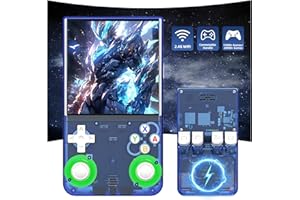 XIXIMENG R36 Ultra Retro Handheld-Spielkonsole,20000+ Spiele,25 Emulatoren,4-Zoll IPS OCA HD-Bildschirm,Open Source Linux-System,Videospielkonsole,WiFi Online-Schlacht & Controller-Verbindung (Blau-128G)