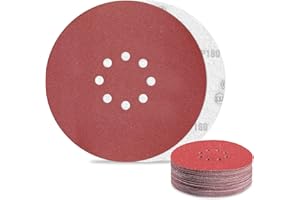 AWUTZUT Dischi Abrasivi 225mm 8 Fori Carta Vetrata Grana 180 per Levigatrice da Muro (30Pezzi)