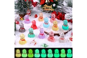 DTYDECLE 48 Stück Mini Harz Schneemann, Weihnachten Kleine Miniatur Figuren Leuchtende Harz Schneemann Wichtel Zubehör für Weihnachten Garten Deko DIY Micro Landschaft Szenen