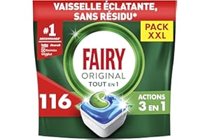 Fairy Original Tablettes Lave-vaisselle All In One, Regular, 116 Capsules, Efficaces Même Sur La Graisse Incrustée