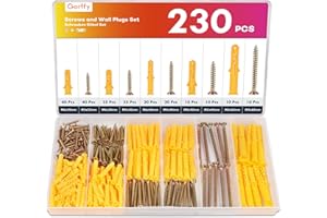 Gorffy 230PCS Screws and Wall Plugs Set, 115 x Masonry Screws and 115 x Expansion Anchor Bolts, M3/M4/M5/M6/M8 Assorted Wall Plug and Screw, Masonry Screw for Brick Wall & Concrete Fixing