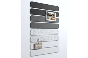 Fluxynara Cork Board Alternative Felt Strip Board 8-Pack 33x5 cm, Office Pin Board with 50 Push Pins, Adhesive Install for Bedroom Door & Home Office (Concrete Echo)