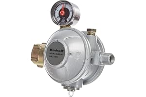 Original Einhell Innendruckregler 50 mbar (Gasheizofen-Zubehör, 0,3 bis 16 bar Eingangsdruck, 50 mbar Ausgangsdruck, integriertes Manometer, Überhitzungsschutz)