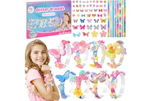 NEUFOOD Gifts for Girls 5 6 7 8 9 Year Old, Birthday Gifts for Girls DIY Bracelet Craft Kits for Kids,Presents for 5 6 7 8 9 10 Year Old Girl,Glitter Jewelry Bracelet Making Kit Party Favors for Girls 5-12