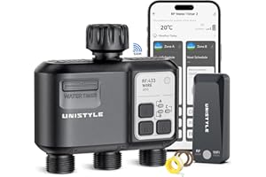 ‎UNISTYLE Bewässerungscomputer WLAN 3 Ausgänge, EIN Adapter ist erforderlich; Bitte beachten Sie die Beschreibung, Smart Wasserventil Bewässerungsuhr mit App, Bewässerungssystem WiFi für Garten