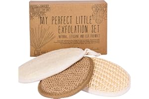 Stephanie Franck Beauty Gants Exfoliants Naturels Lot de 3, Luffa Chanvre Sisal, Pour Corps et Visage, Peau Douce et Éclatante, Vegan, Réutilisables, Zéro Déchet