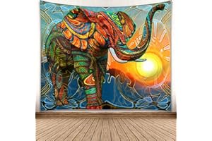 YISURE Tribal Elephant Tapestry for Bedroom Aesthetic, Hippie Tapestry Wall Hanging, Bohemian Colorful Tapestry, 200 * 150cm(80x60inch)