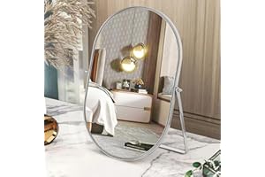 GOSIDER Tischspiegel Oval Schwenkbar Mit Metallrahmen - Tragbarer Hochauflösender Silberspiegel für Arbeitsplatte, Eitelkeit, Wohnzimmer, Schlafzimmer - Großer Schminkspiegel