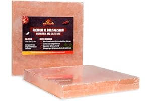 grillart® Piedra de sal XL premium para barbacoa (2 unidades cuadradas), piedra de sal para barbacoa de alta calidad para un sabor especial, placa de sal original para asar