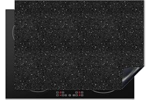 KitchenYeah© Herdabdeckplatte Einteilig Küche Herdabdeckung Ceranfeld Herdabdeckplatten Vinyl Matte Aufrollbar Granit - Schwarz - Grau - Dunkel - 75x52 cm
