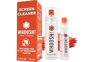 WHOOSH! Skärmrengöringssats – bäst för – , iPads, glasögon, e-läsare, LED, LCD och TV-apparater – inkluderar 100 ml+ 30 ml flaskor + 2 premiumdukar