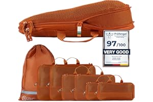 TRAVEL DUDE Organizery podróżne | Torba kompresyjna na bagaż | z plastikowych butelek pochodzących z recyklingu | Kostki do pakowania | Przechowywanie walizek | Torby podróżne na plecaki | 7 części,