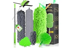 Swetfela 7 Piezas Plumero Telescopico Extensible, Plumero Radiadores Longitud 25 to 256 cm, Plumero Palmera Lavable & Reutilizable, Plumero Extensible para Telaraña, Ventanas, Ventilador de Techo