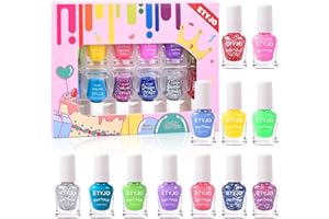 ETYJO Vernis à l'Eau Peel-off pour Enfant, 12 Couleurs Non Toxique, Vernis à Ongle Fille, Meilleurs Cadeaux pour le Maquillage