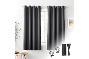 Cozyor Blackout Curtains, Set of 2 with Magnetic Tiebacks, Thermal Curtain, Insulating, 100% Blackout, Grey Nebula, Curtain with Eyelets for Bedroom, Living Room, Children's Room, 160 x 135 cm