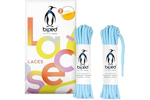 ‎BIPED biped LACES 2 Paar reißfeste Schnürsenkel für Lederschuhe, Boots, Stiefel - für Arbeit, Freizeit und Sportschuhe - 100% Polyester Schuhbänder rund ø 4 mm z2914(#23 baby blue,180 cm)