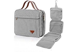 BANGDILS Organizador de artículos de tocador de Viaje para cosméticos de Gran Capacidad para Mujeres con 4 Compartimentos y 1 Gancho Resistente, Viajes/Uso Diario