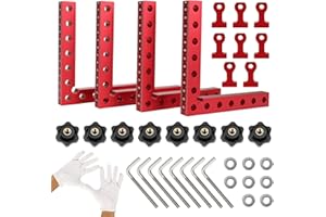 LMYDIDO Kąt pozycjonowania 90 stopni zacisk kątowy 140 mm / 5,5 cala, zestaw 4 sztuk, typ L, zacisk kątowy, profesjonalne narzędzia do obróbki drewna, do majsterkowania, rzemiosła