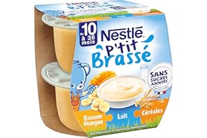 NESTLÉ BÉBÉ - P'TIT BRASSÉ LAIT FRUITS CÉRÉALES BANANE MANGUE DES 6 MOIS 2X115G