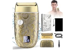 Comozon Rasoir Electriques Hommes pour Humide et Sec，Rasoir Electrique Rechargeable à Vitesse Réglable, Rasoir à Grille Sans Fil, Cadeau pour Hommes