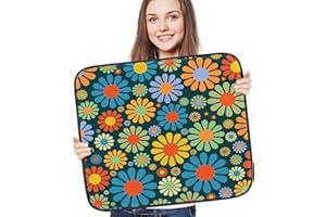 OffiEase Absorbent Dish Drying Mat for Kitchen Counter 16"*18"/41*46cm, Microfibre Dish Drainer Mat for Dishes ( Colorful Flower )