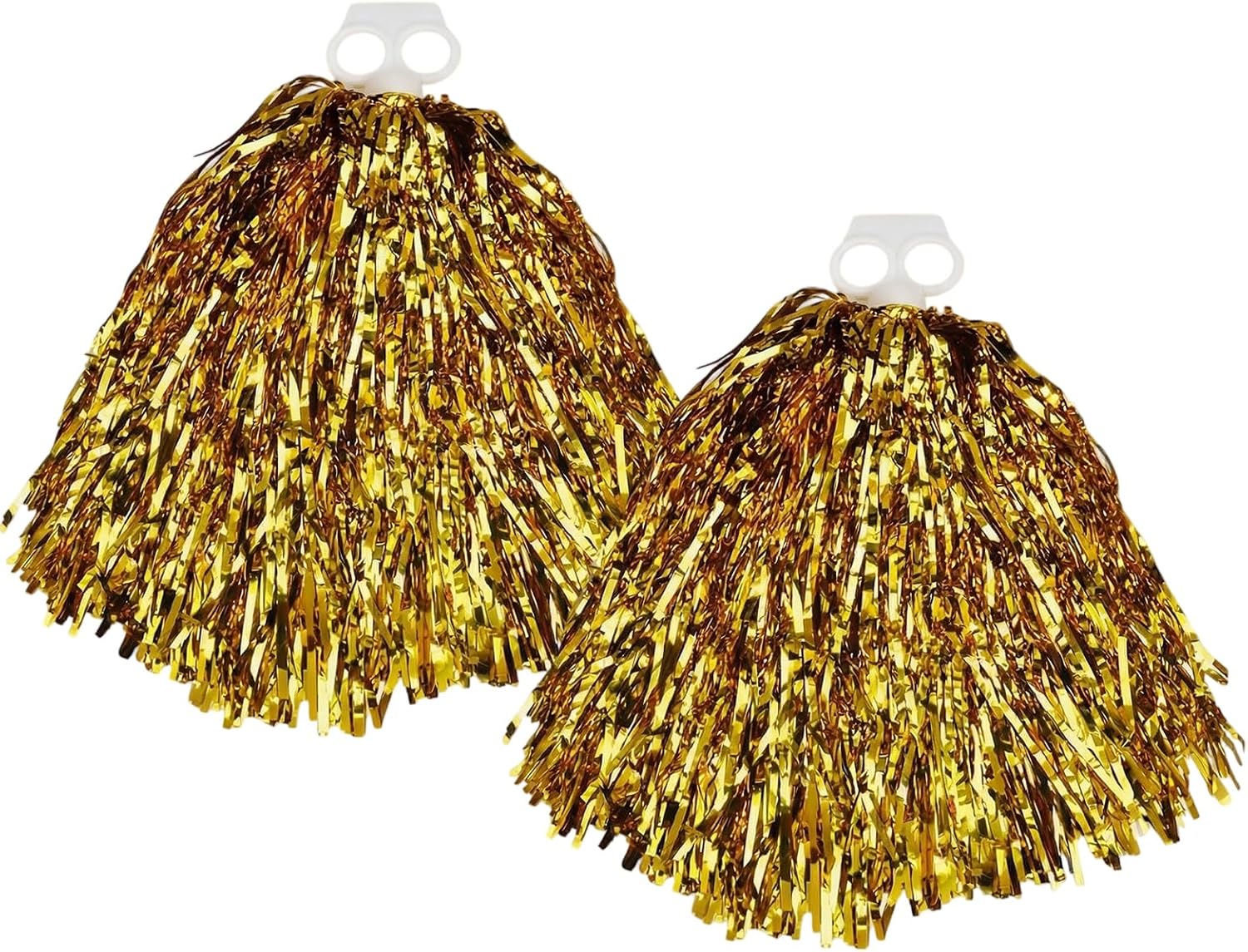 2 pompones de animadora de papel metálico brillante de animadora, pompones de animadora de mano con anillo de dedo de plástico para animación del espíritu del equipo deportivo (dorado)