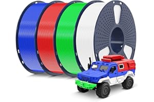 SUNLU Filament PLA, starannie nawinięty filament PLA do drukarki 3D, 1,75 mm, +/- 0,02 mm, pasuje do większości drukarek 3D FDM, kolorowy, 4 szt., 1 kg (biały + zielony + niebieski + czerwony)