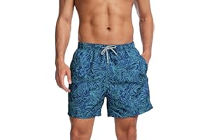 AMZSPORT Bañador Hombre Corto Shorts de baño Impermeables Bermudas con Forro de Malla y Bolsillos