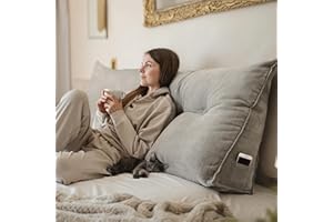 ‎BJÖRN&SCHILLER Björn&Schiller Rückenkissen hellgrau, 200 cm - Lesekissen für Bett und Sofa, Keilkissen, Rückenpolster für die Wand, Sitzkissen, Wandkissen, groß mit waschbarem Bezug - Ideal zum Anlehnen im Bett